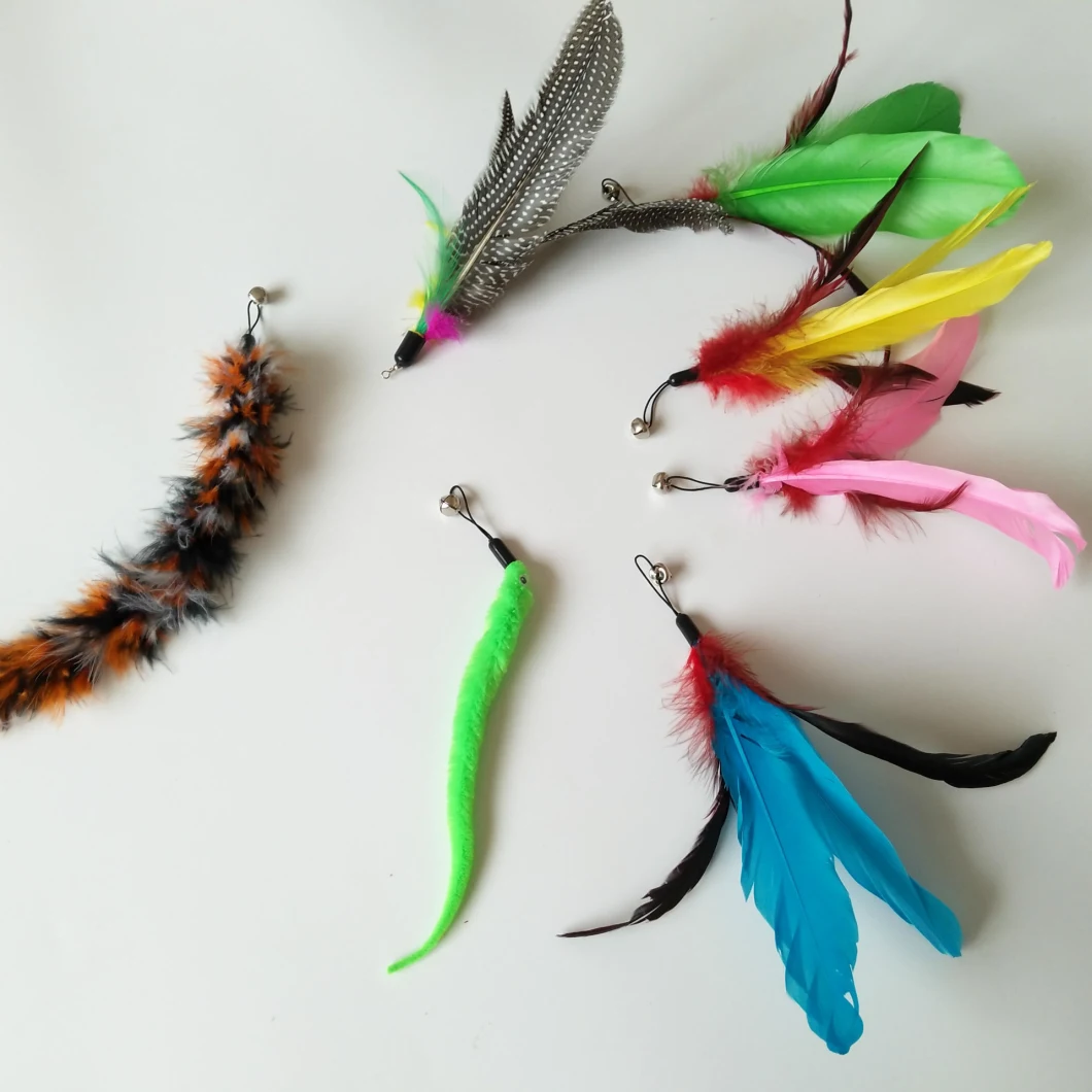 Funny Cat Stick Feather Caterpillar Replacement Head Pet Toy