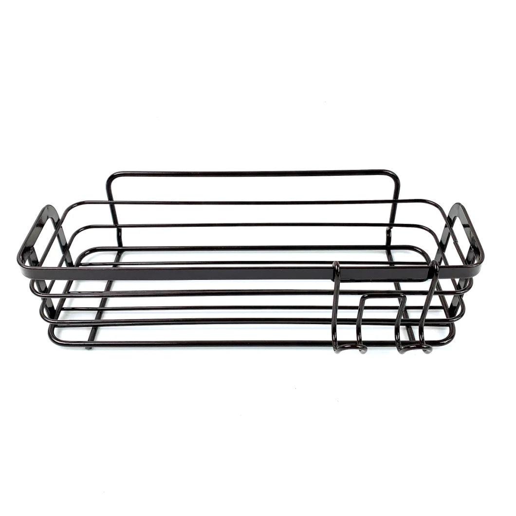 Black Adhesive Shower Caddy with One Hook Big Size