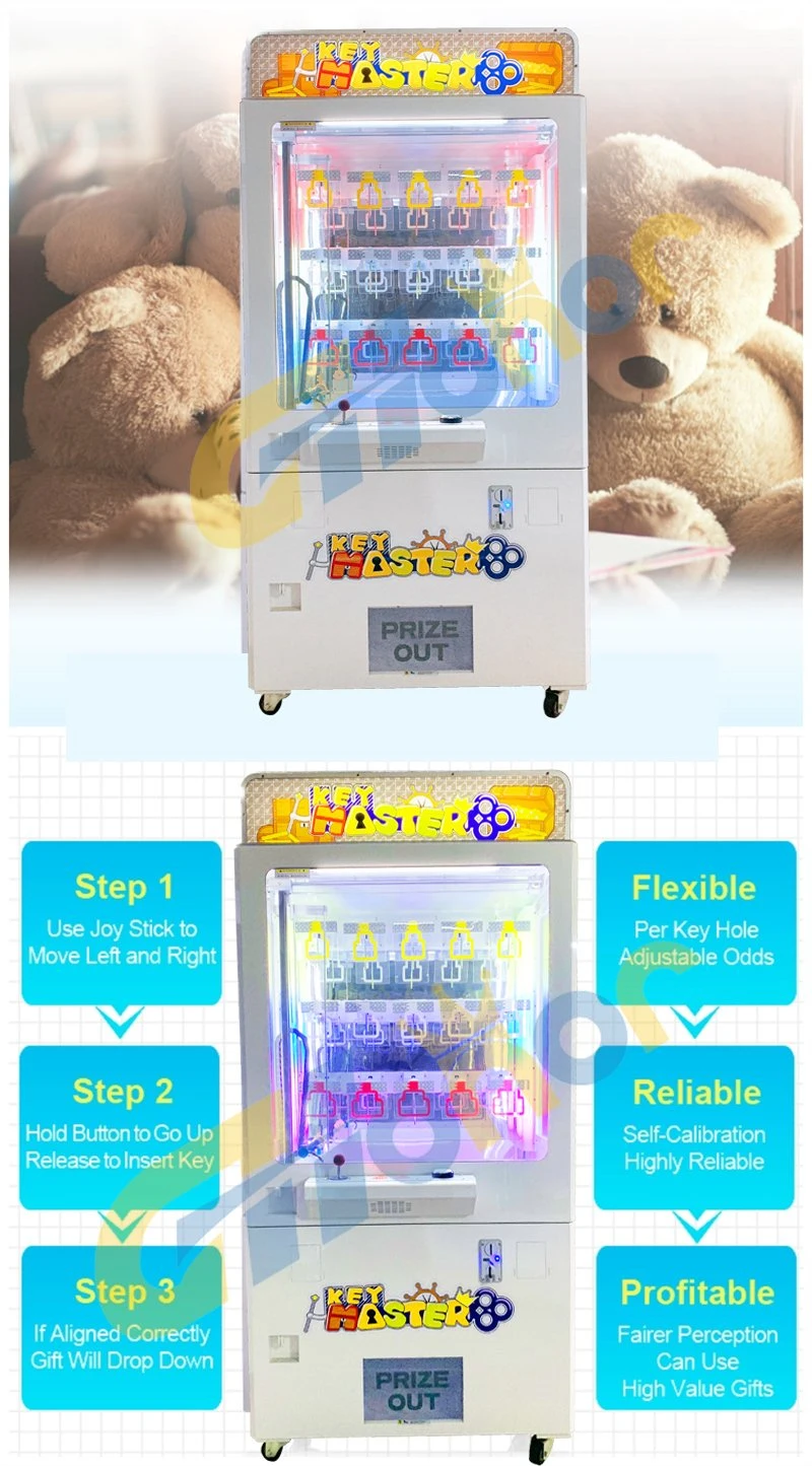 Key Master Electronic Coin Operated Prize Vending Machine / Arcade Toy Claw Machine /Gift Vending Game/ Arcade Catching Toy Game Machine for Amusement