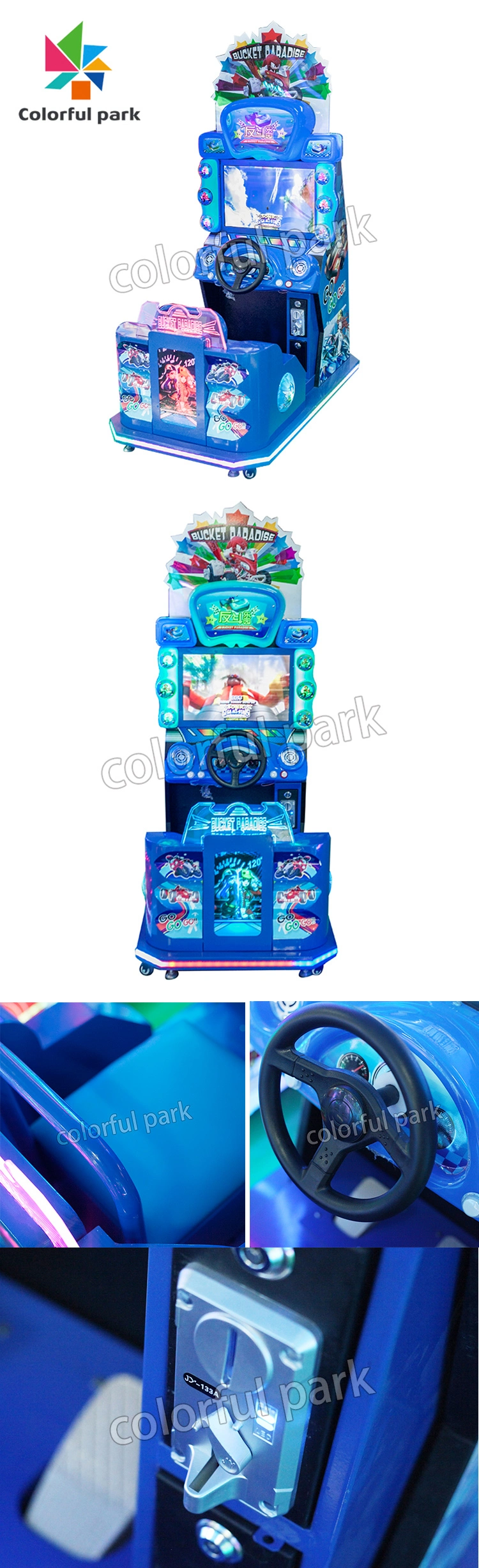 Colorful Park Fighter Paradise Racing Game Machine Coin Operated Car Racing Game Machine Kiddie Ride Game Machine