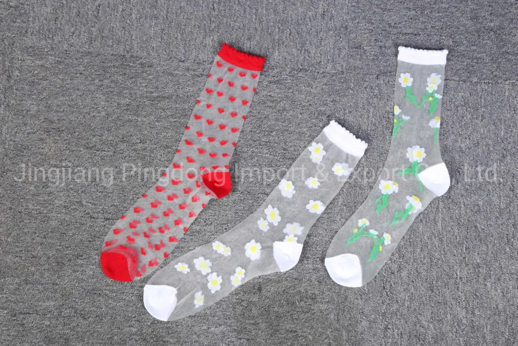 2020 New Fashionable Crystal Glass Silk Women Socks Tube Transparent Stockings Socks