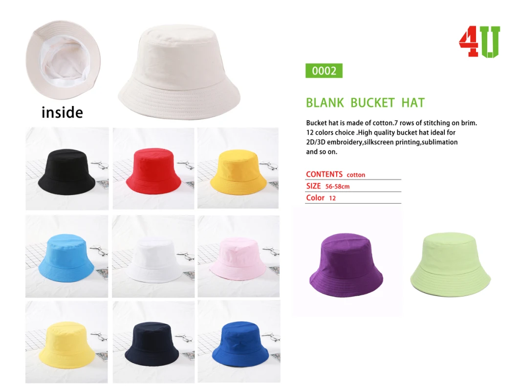 Factory Blank Plain Bucket Hat Baseball Cap Snapback Trucker Caps Dad Hats