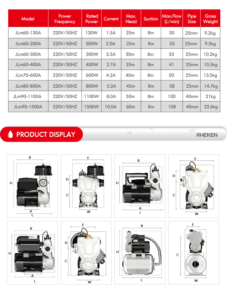 Garden Water Pressure Booster Water Automatic Shower Pump List