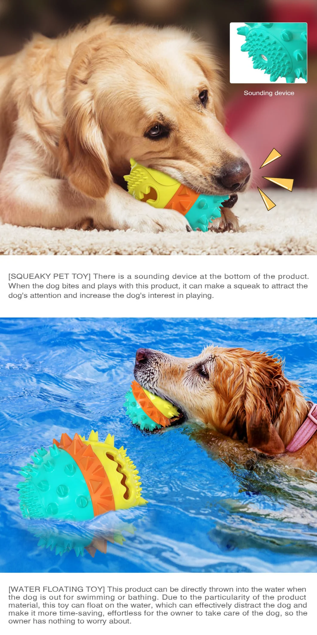 Best Selling Funny Pet Grinding Rod Durable Chew Rubber Squeaky Pet Dog Toys
