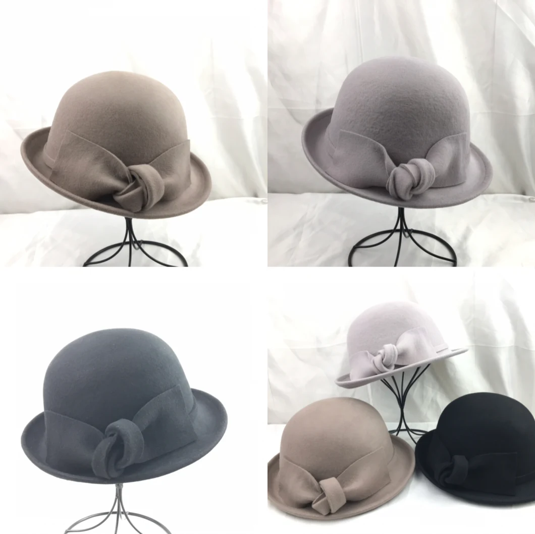 Fashion Wool Felt Cloche Hat with Felt Band for Winter