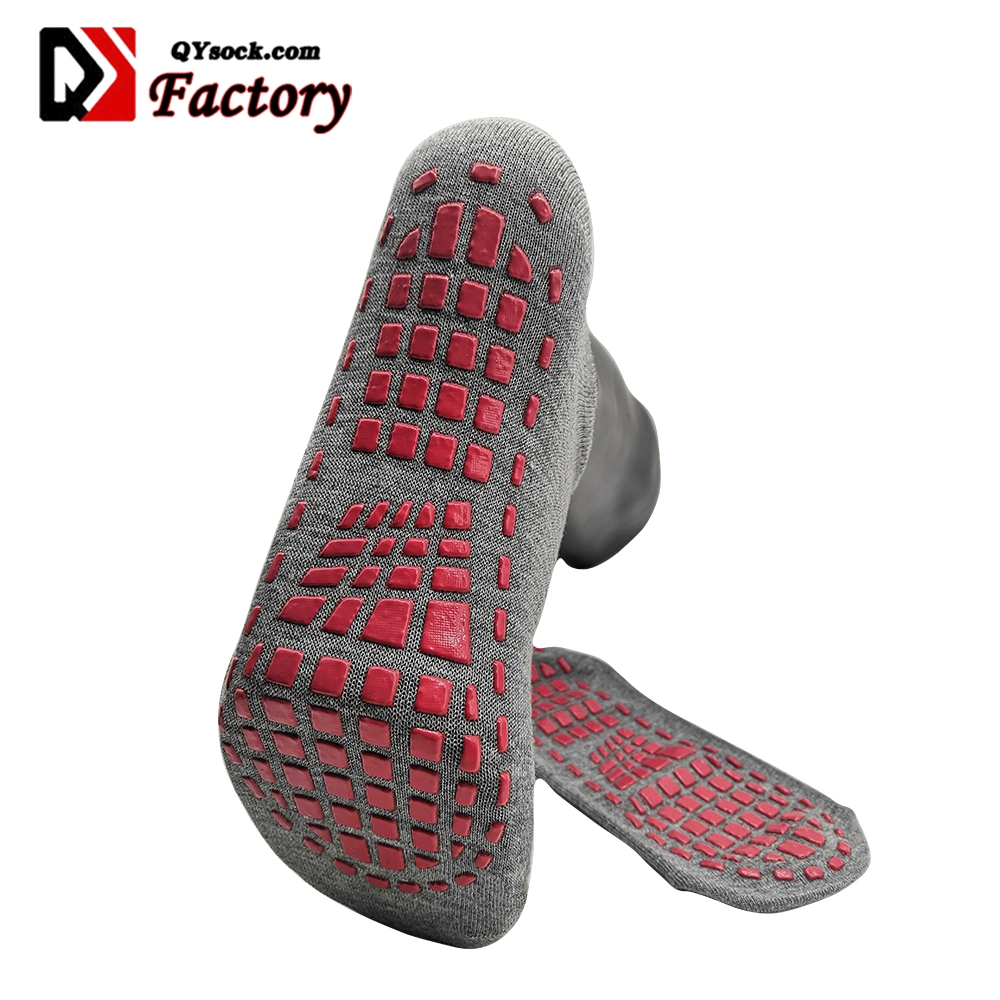 Factory Wholesale Cheap Price White Grey Ankle Colorful Grip Trampoline Sport Anti Slip Socks