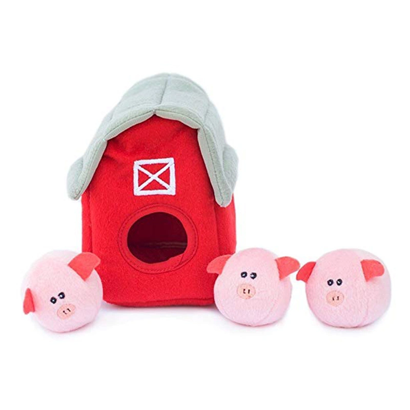 New Design Interactive Pink Pig Plush Dog Toy Set with Animal Sound Chew Tough Squeaky Soft Plush Pet Toy