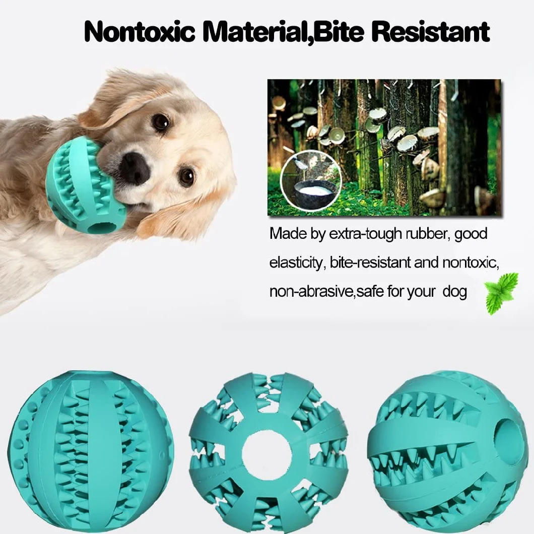 Idepet Dog Toy Ball, Nontoxic Bite Resistant Toy Ball for Pet Dogs Puppy Cat, Dog Pet Food Treat Feeder Chew Tooth Cleaning Ball Exercise Game Iq Training Ball