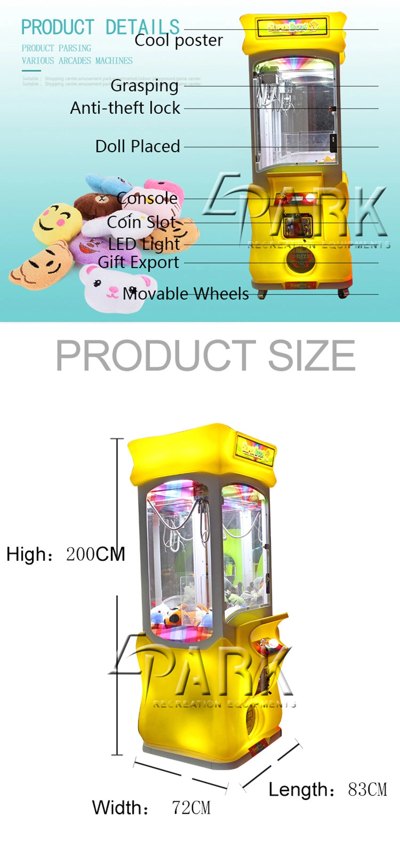 Super Box 3 Hot Sale Gifts Vending Machine Prize Crane Claw Machine Game for Sale
