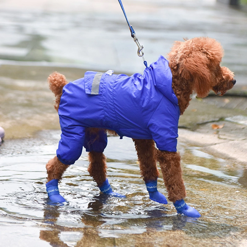 4PCS/Set Outdoor Pet Rain Boots Rubber Shoes Waterproof Summer Pets Waterproof Rain Shoes