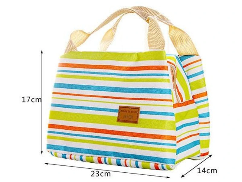 Stripe Cotton Canvas Lunch Bag Cotton Canvas Zipper Lunch Bag