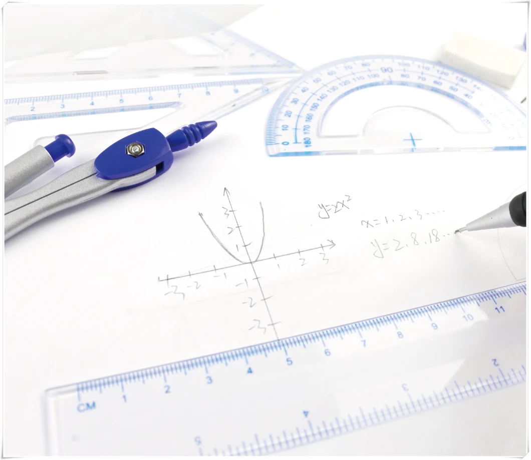 Student Supplies Drawing Compass and Protractor Set, Rulers, Pencil Lead Refills, Eraser for Students
