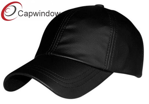 Blank Pain Leather Baseball Cap with Leather Strap and Metal Buckle Closure 