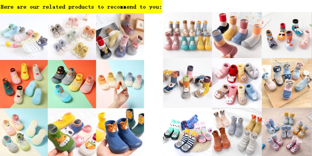 Toddler Shoes Sowinter Fleece Thickening Children Cartoon Floor Non-Slip Baby Socks Rubber Soles