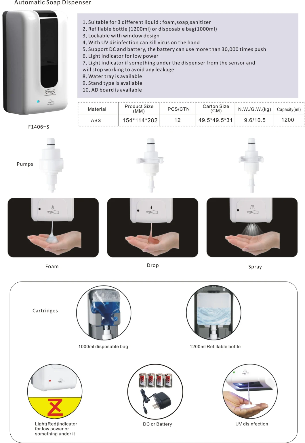 Hand Gel Dispenser 1200ml, Automatic Hand Gel Sanitizer Dispenser, Automatic Soap Dispenser Stand
