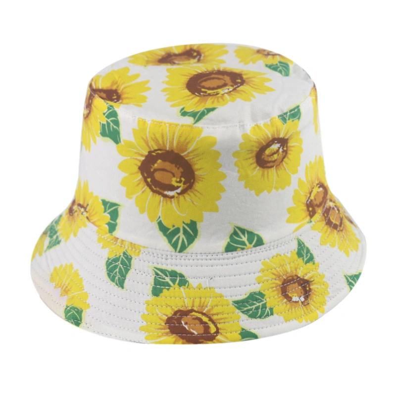 Cotton Printed Sunflower Fisherman Hat Trend Double-Sided Wear Sunhat