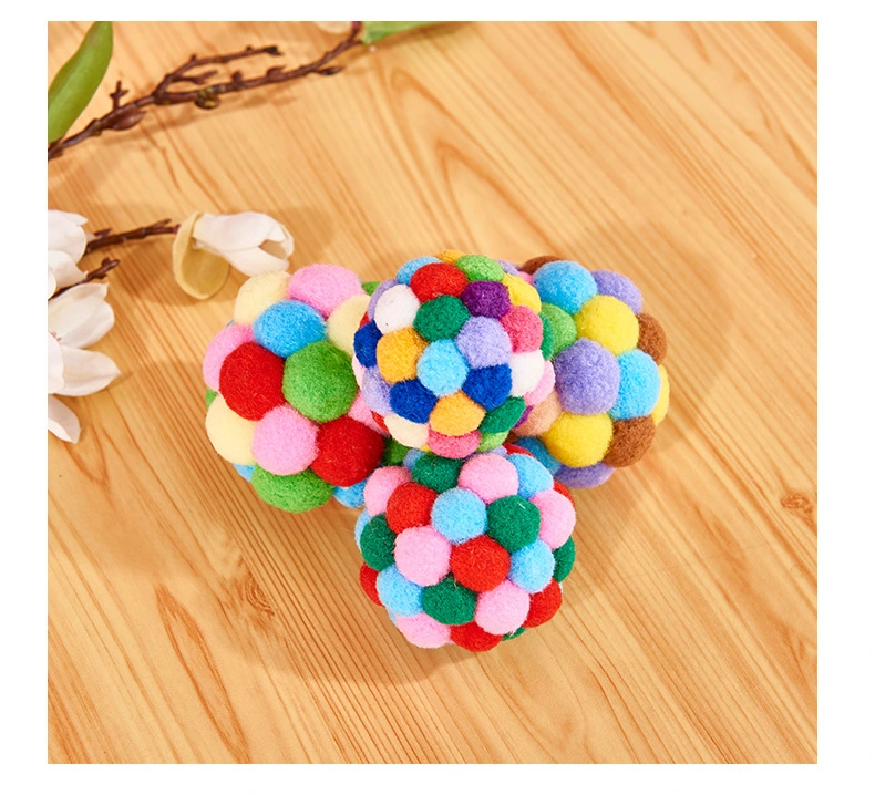Color 5cm Silk Ball Funny Cat Toy Rainbow Ball Pet Nibble Toy
