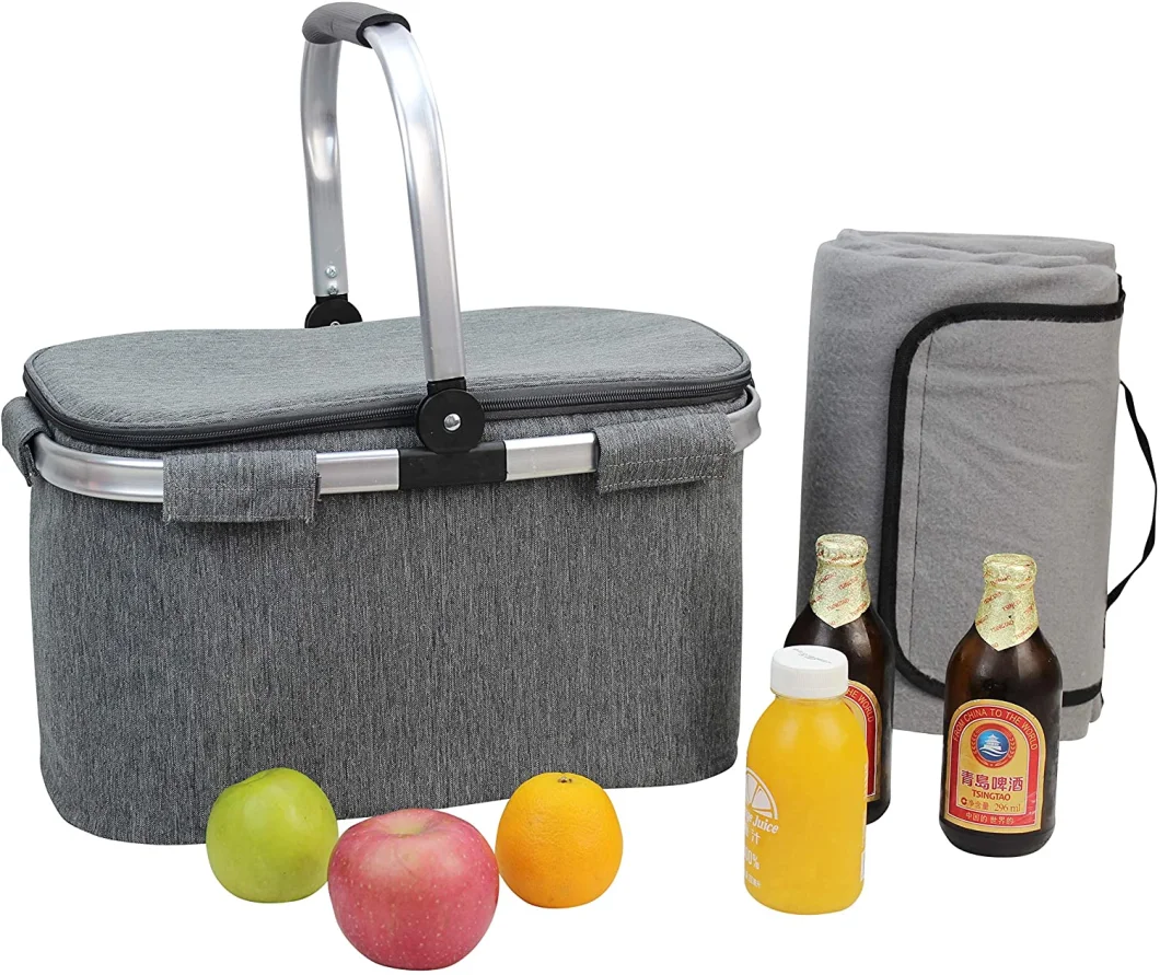 Picnic Basket Beautiful Design Insulated Tote Bag Kit Insulated Lunch Tote for Women & Men Picnic Wine Picnic Set Heavy Duty Aluminum Frame and Handle