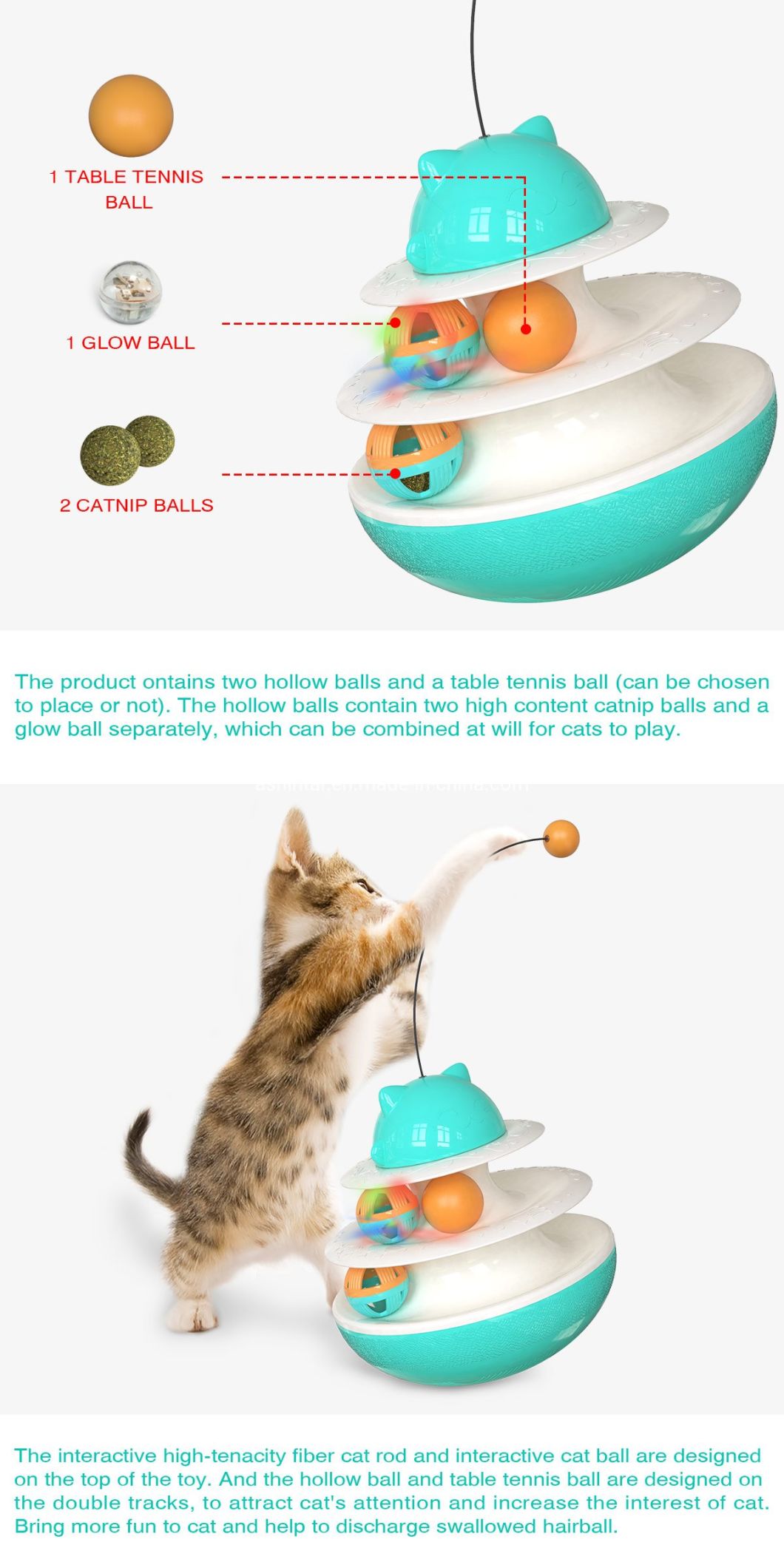 Funny 3 Layers Interactive Turntable Circle Track Plastic Disk Moving Balls Kitten Cats Pet Toys