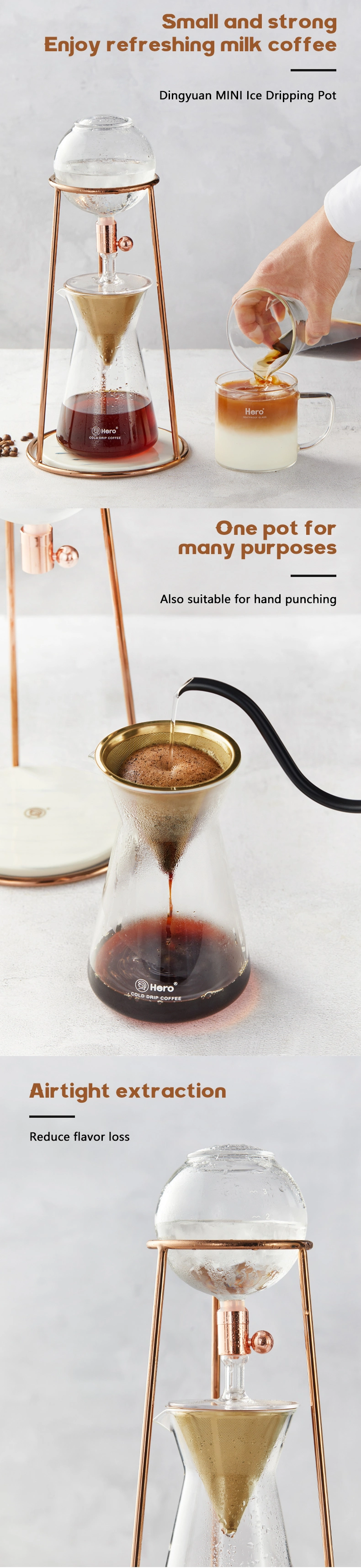 Ice Drip Coffee Maker 500ml Glass Cold Brew Coffee Filter Espresso Tools Iced Drip Pot Barista Accessories