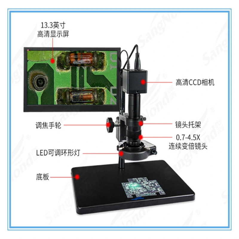 HD HDMI/USB Digital 8m Pixel Industrial CCD Electronic Microscope with Screen