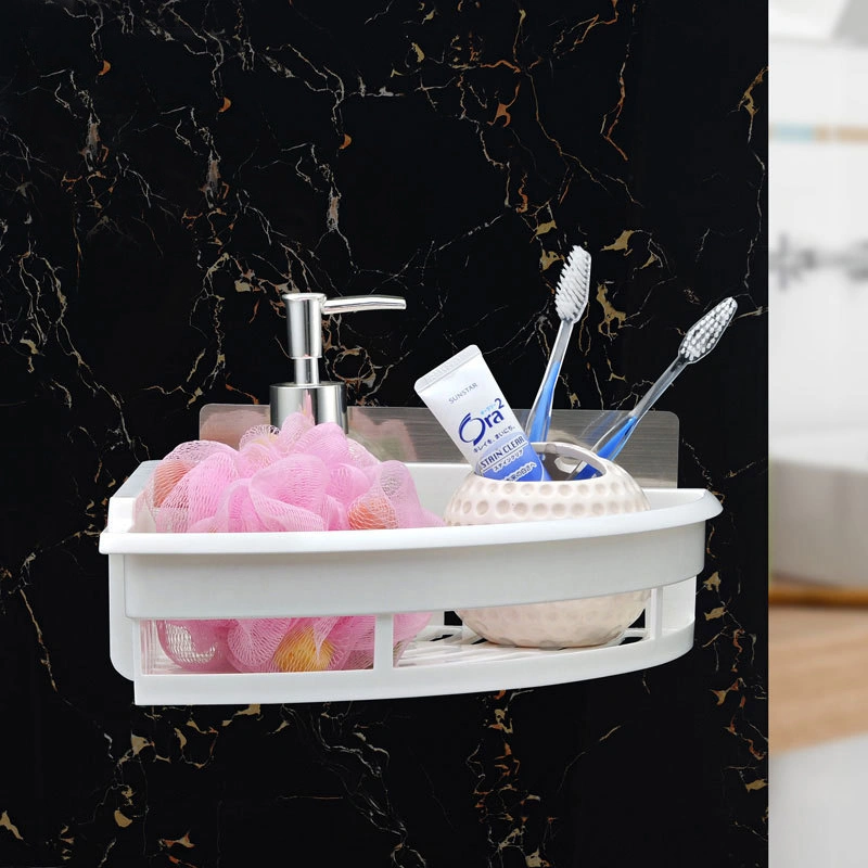 Adhesive Durable White Plastic Bathroom Corner Shower Caddy