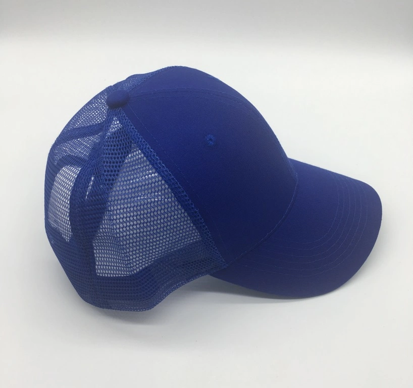 Wholesale Sublimation Cotton Baseball Hat Custom Logo Blue Blank Trucker Mesh Cap