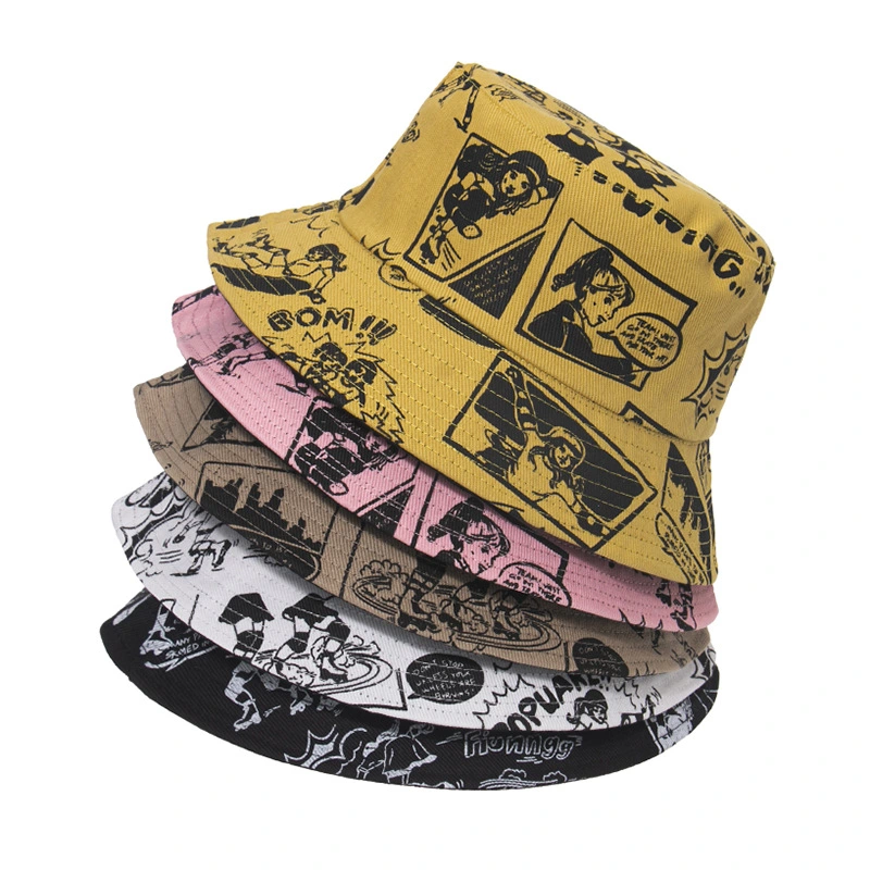 Comic Cartoon Character Print Basin Hat Sunscreen Outdoor Couple Fisherman Hat