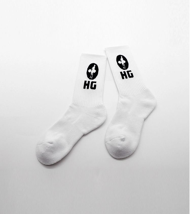 Chaussettes Basketball Sport Man Elite Socks White Polyester MID Calf Running Sports Athletic Basketball Socks OEM Custom Logo