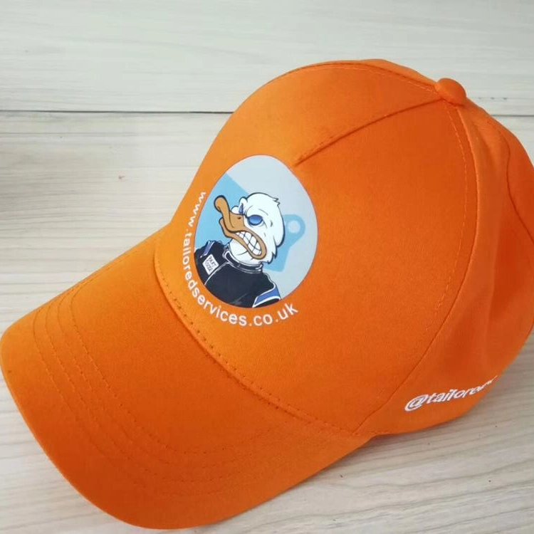 Orange 5 Panel Promotion Cheap Customized Logo Printed Baseball Cap