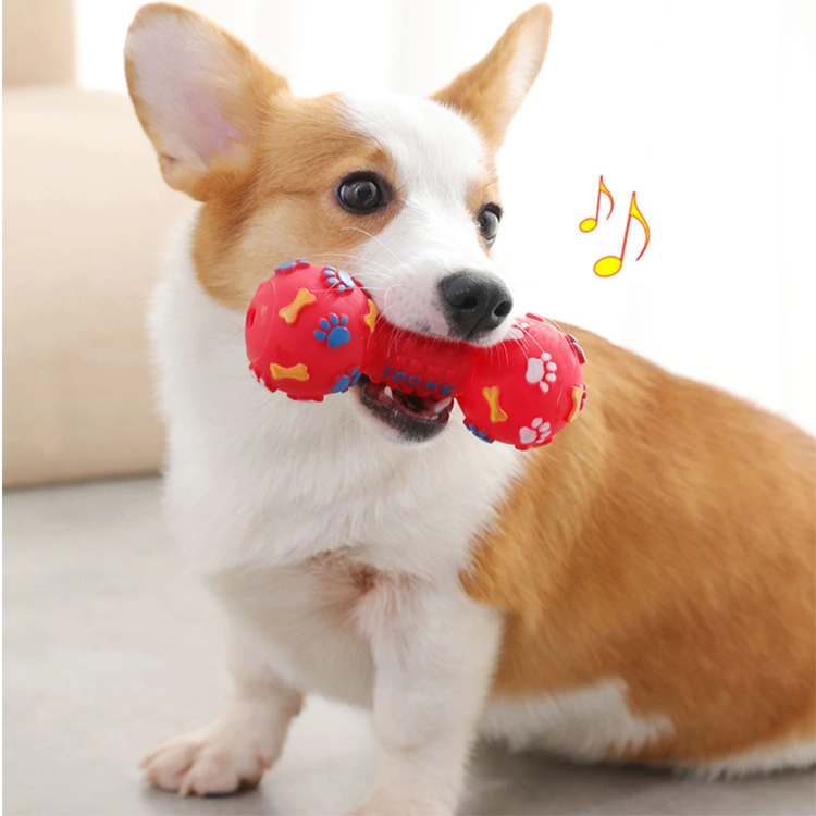Hot Sale Wholesale Dumbbell-Shaped Durable Chew Squeaky Pet Dog Vinyl Pet Squeaky Toy