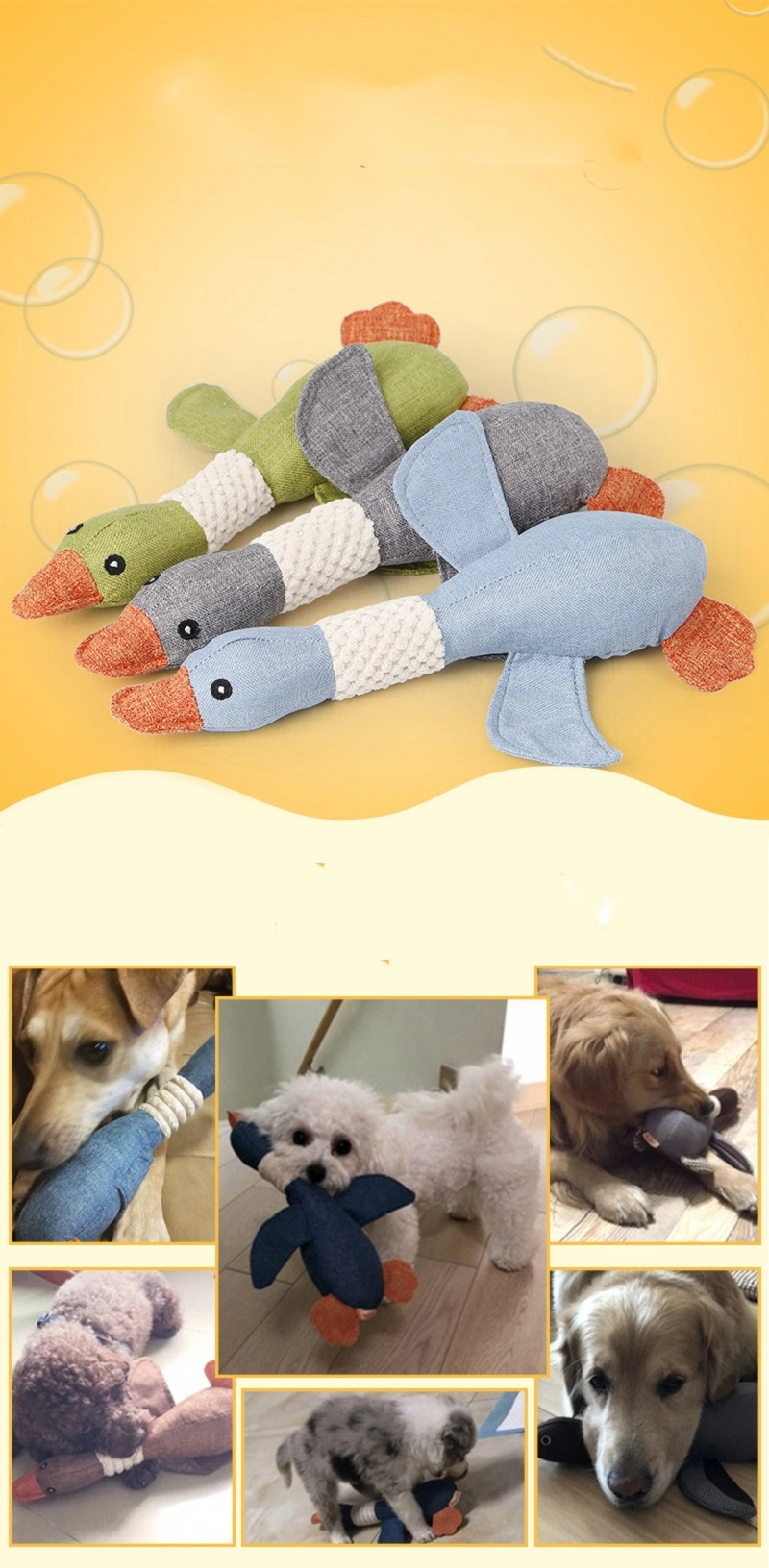 Pet Squeaky Toys Soft Goose Plush Dog Toys Interactive Chew Toy Cute Pet Toys Esg16265