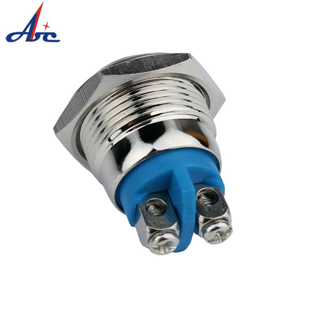 16mm Screw Terminals Flat Head Metal Momentary Push Button Switch