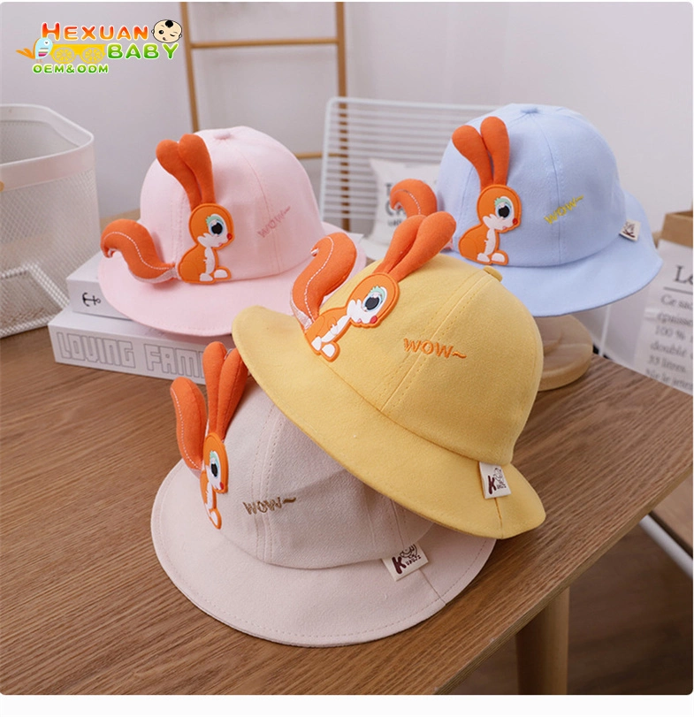 Wholesale 2021 Fashion Custom Cotton Baby Boy Bucket Hat Beach Bucket Hat Kids Fishing Hats with Cartoon Design