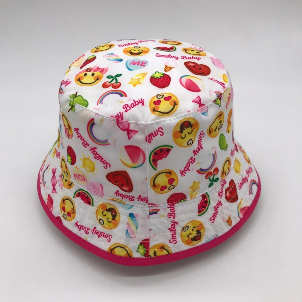 100% Cotton Full Printing Smile Boy and Girl Bucket Hat Disney Fama Audit