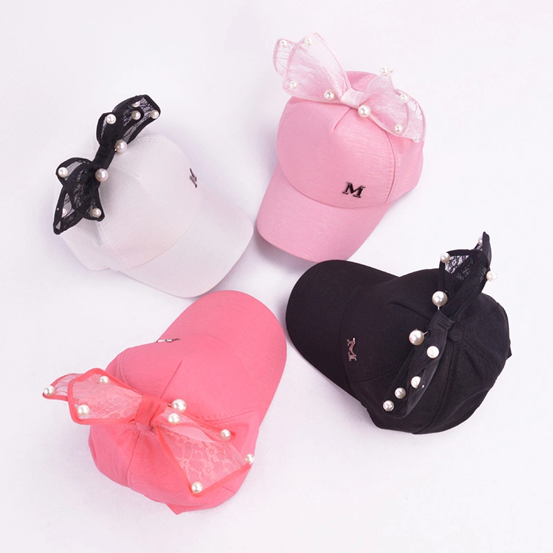 Children Mesh Cap Baseball Cap with Bow Kids Cap