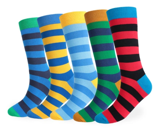 Colorful Funky 100% Cotton Socks for Men Dress Socks Cotton Fashion Patterned MID Calf Crew Socks
