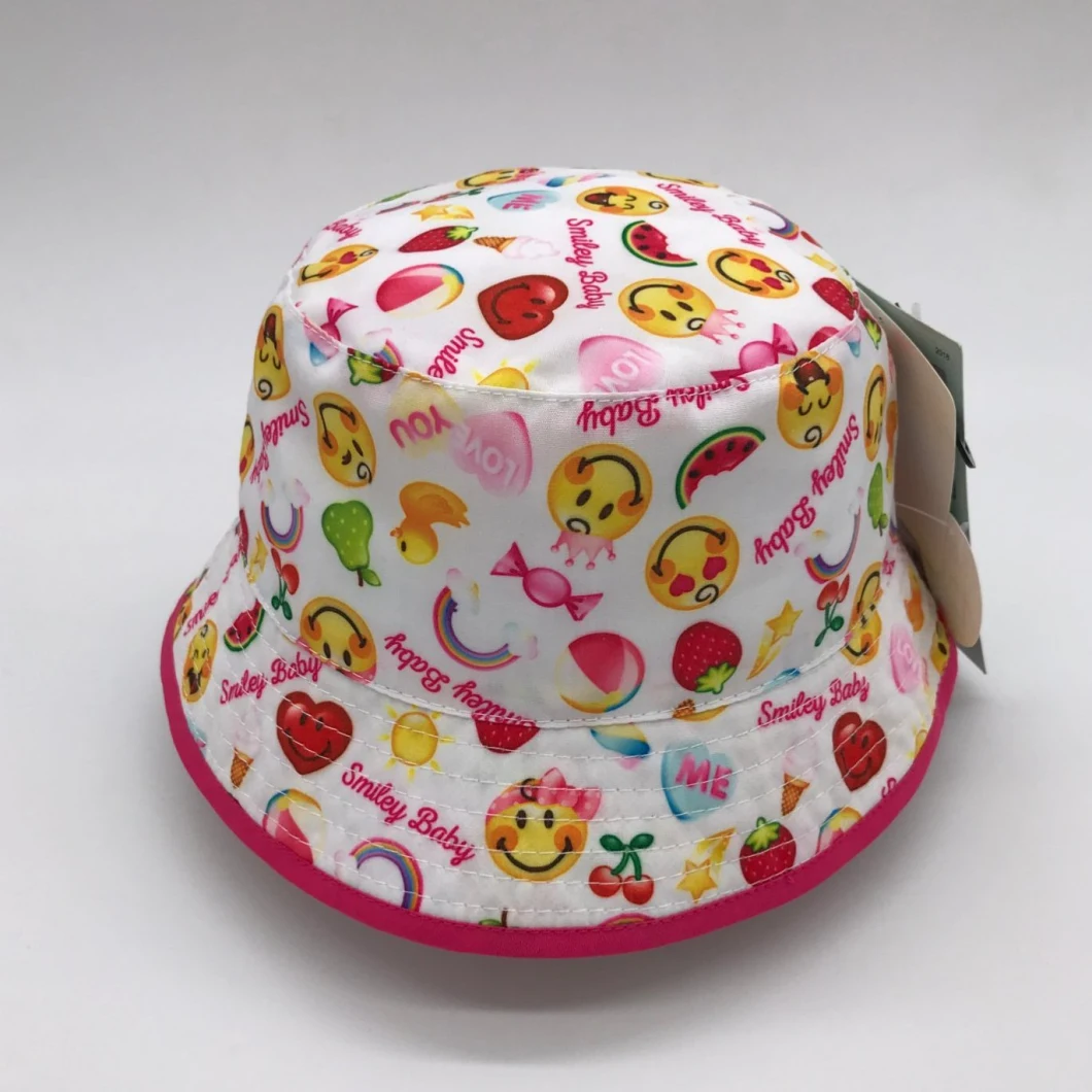 100% Cotton Full Printing Smile Boy and Girl Bucket Hat Disney Fama Audit