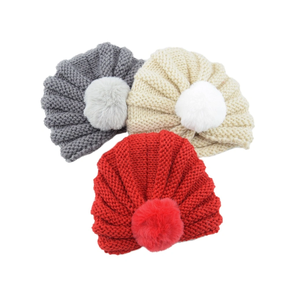 Fashion POM POM Winter Warm Cotton Knitted Beanie Kids Hat