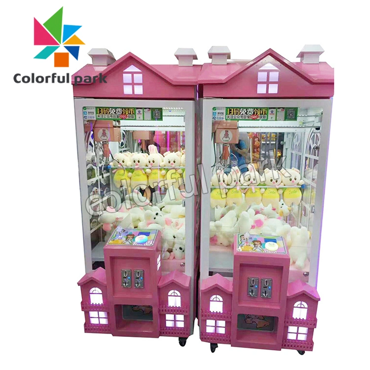 Colorful Park Coin Operated Wooden House Toy Gift Crane Game Machine Prize Claw Arcade Game