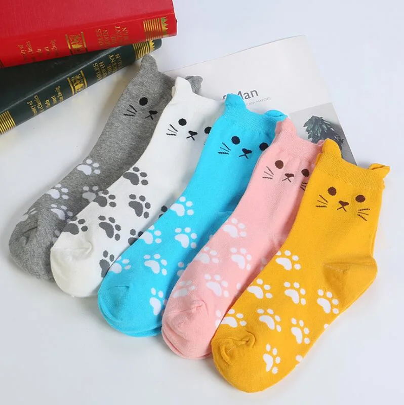 Womens Cactus Crew Socks Gifts Cotton Long Funny Socks for Women Novelty Funky Cute Cartoon Socks 5 Pairs