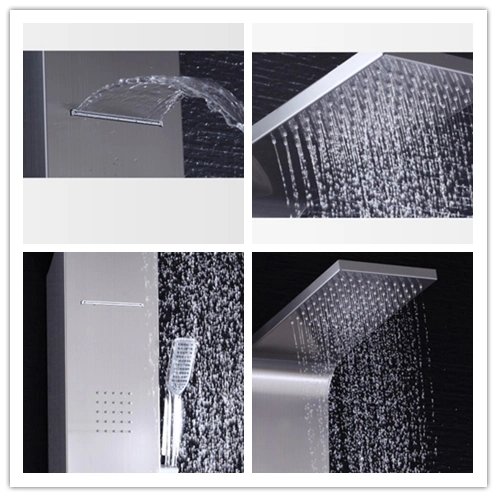 Stainless Steel Rain Massage System Wall-Mount Complete Shower Column Shower Panel Tower with Rainfall Waterfall Shower Head