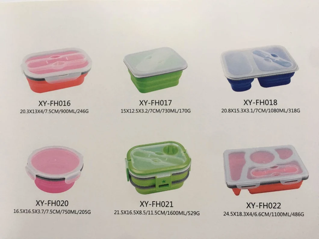 Reusable PP Silicone Lunch Bento Storage Box for Outdoor/School/Office/Hospital/Camping