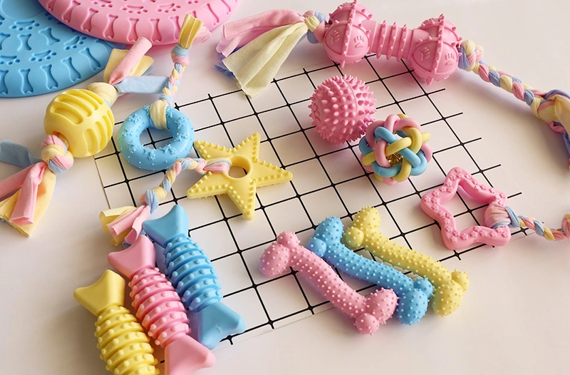 Soft Rubber Pet Toy Dental Toothbrush Cleaning Interactive Toys Rubber Dog Ball Dog Chew Toy