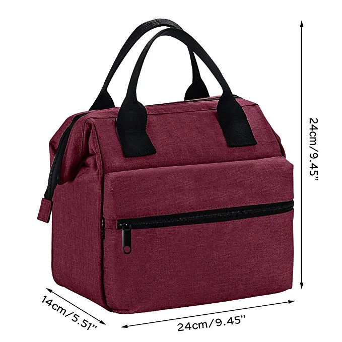 Insulated Double Decker Cooler Thermal Lunch Box Lunch Bag with Removable Shoulder Strap