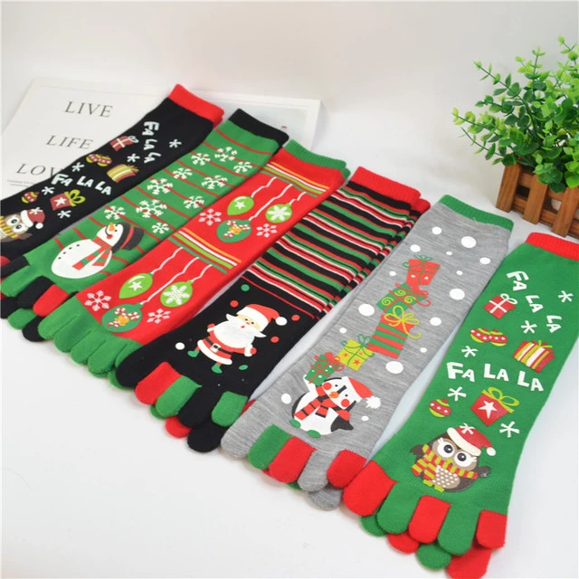 Men Women Girl Christmas Socks Toe Socks Unisex Cute Cartoon Snowman Owl Snowflake Deer Five Finger Winter Christmas Sock