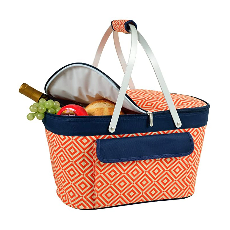 Large Capacity Insulated Folding Collapsible Lunch Picnic Basket Cooler Bag