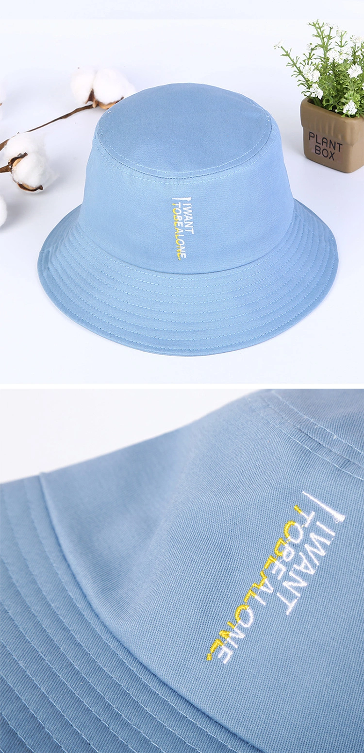 Multi Color Outdoor Stylish Embroidered Text Fisherman Women Bucket Hat