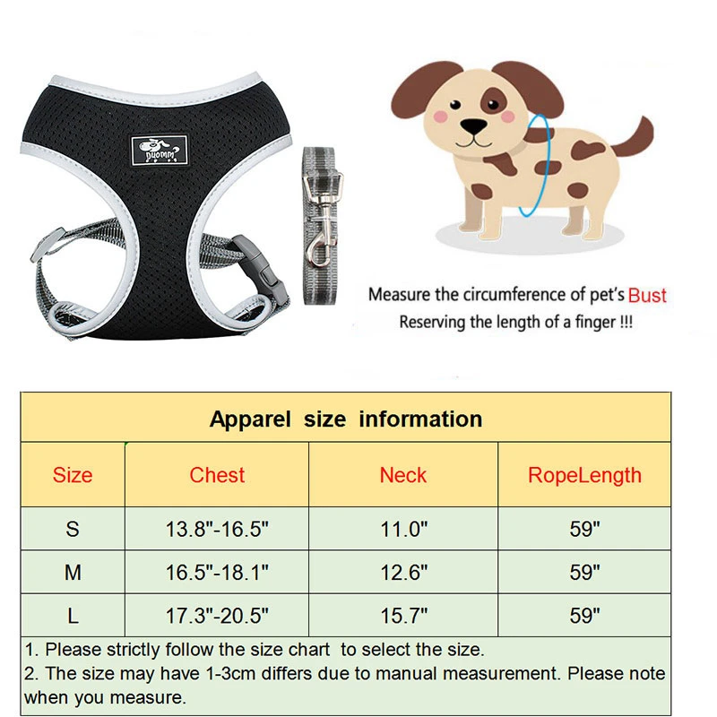 Reflective Pet Dog Chest Strap Vest Adjustable Soft Breathable Dog Harness with Leash Pet Accessories