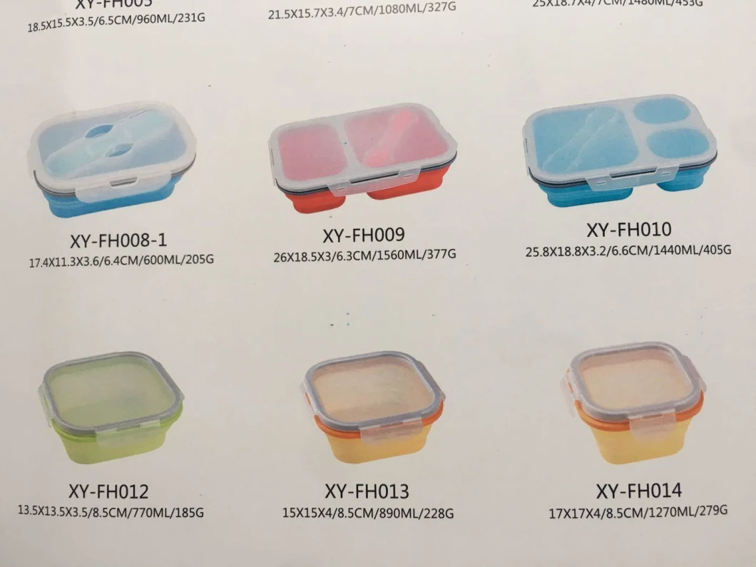 Reusable PP Silicone Lunch Bento Storage Box for Outdoor/School/Office/Hospital/Camping